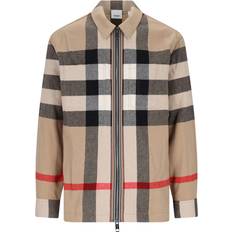 L - Men - Overshirts Jackets Burberry Check Wool Cotton Overshirt - Archive Beige