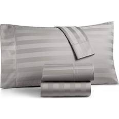 Cotton Bed Linen Charter Club Damask 1.5" Stripe 550 Thread Count Bed Sheet Gray