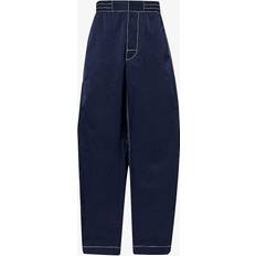 Bukser Bottega Veneta Mens Navy Tech Contrast-stitch Wide-leg Relaxed-fit Shell Trousers