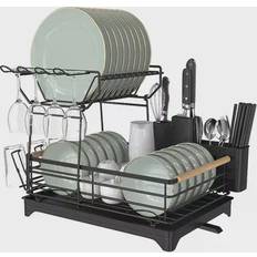 Double-Layer Dish Rack with Bamboo Handle - Bed Bath & Beyond