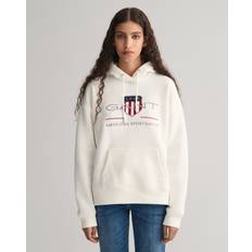 Gant Damen Pullover Gant Damen Rel Archive Shield Hoodie Kapuzenpullover, Eggshell