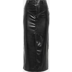 XXS Skjørt Isabel Marant Etoile Black Breanne Faux-Leather Midi Skirt 01Bk Black FR