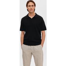 Herre - Lin Klær Selected Homme Lake Linen Poloskjorte Black