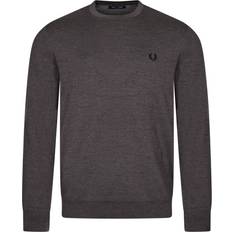 Collegegensere - Herre - L - Ull Fred Perry Neck Knit Dark Marl