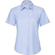 Herre - M Bluser Russell Collection Short Sleeve Easy Care Oxford Shirt Blue