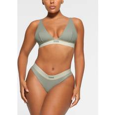 Damen - Skifahren BHs SKIMS Green Cotton Plunge Bralette Mineral