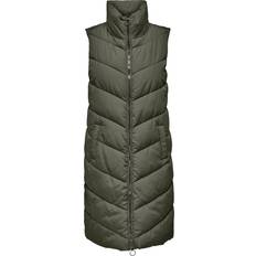 Damen - XXL Westen JdY Damen Long Padded Waistcoat New NOOS Jacke, Forest Night/Detail:Silver Zip