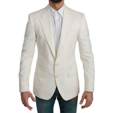 Men - White Blazers Dolce & Gabbana SICILIA Cream Single Breasted Formal Men's Blazer