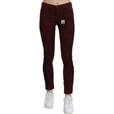 Røde - S Jeans Costume National Dark Red Mid Waist Slim Fit Cotton Jeans