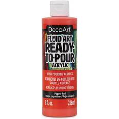 Acrylic Paints DecoArt Fluid Art Ready-To-Pour Acrylic Poppy Red, 8 oz Bottle