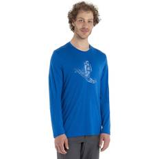 Herre - Ski T-skjorter & Singleter Icebreaker Tech Lite II Long Sleeve Tee Skiing Yeti Lazurite Men's Clothing Blue