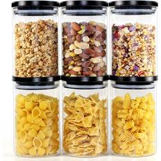 Stackable Glass Jars With Black Lids Kitchen Container 6 0.125gal