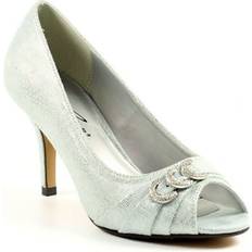 Dame - Sølv Pumps Lunar Lyla Peep Toe Court Shoes Silver