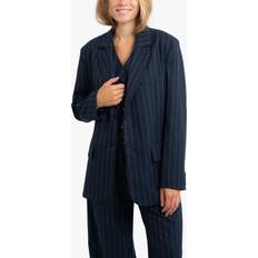 Overdeler Lollys Laundry Ryan Pin Stripe Single Breasted Blazer, Dark Navy