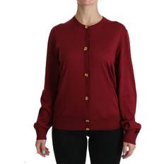 Dolce & Gabbana Red Cardigans Dolce & Gabbana Red Silk Long Sleeve Cardigan Women's Sweater