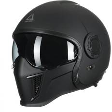Open Faces Motorcycle Helmets Traingle OP12A, Black Adult, Man