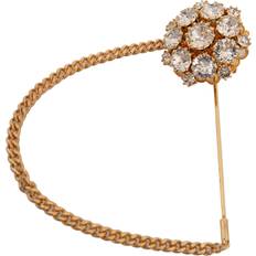 Gull Brosjer Dolce & Gabbana Gold Brass Clear Crystal Chain Pin Women Brooch
