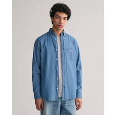 Gant Men Clothing Gant Regular Indigo Long Sleeved Shirt Blue