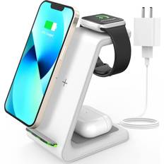 JoyGeek 3 in 1 Wireless Charging Station for Apple, Wireless Charger Stand  for iPhone 15/14/13/12/11/SE/X/8 Pro Max Plus Mini, Charging Dock for Apple