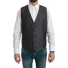 Dolce & Gabbana Men Vests Dolce & Gabbana Gray Waistcoat Formal Stretch Wool Men's Vest