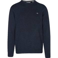 Gant Sweaters Gant Lambswool Sweater with round Neck - Dark Navy Melange
