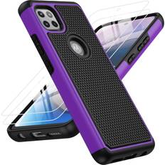 Bumpers for Motorola One 5G Ace One 5G UW Ace Case: Dual Layer Protective Heavy Duty Cell Phone Cover Shockproof Rugged with Non Slip Textured Back Military Protection Bumper 6.7inch Black Purple