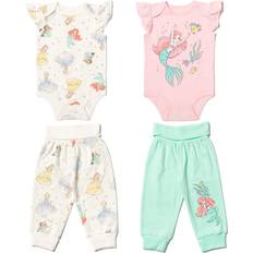 Jumpsuits Disney Disney Princess Ariel Cinderella Belle Infant Baby Girls Cuddly Snap Bodysuits Pants Pink/White/Green Months