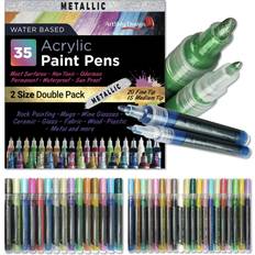 PINTAR Metallic Markers Paint - Metallic Paint Pens Fine Point - Fine Tip  Paint Pens - Acrylic Markers Paint Pens - Acrylic Paint Pens for Rock  Painting, Wood, Glass, Leather, Shoes - Pack of 14