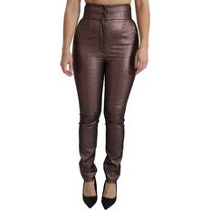 Dolce & Gabbana Polyester Pants & Shorts Dolce & Gabbana Purple Metallic High Waist Skinny Cotton Women's Pants