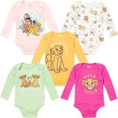 Disney Bodysuits Children's Clothing Disney Lion King Pumbaa Simba Timon Newborn Baby Girls Pack Bodysuits Pink/Yellow/White/Green Newborn