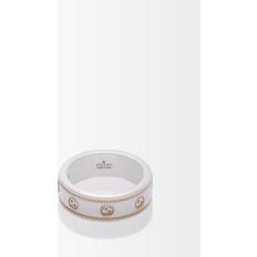 Gucci Women Rings Gucci Icon Zirconia & 18kt Gold Gg-logo Ring Womens White