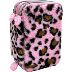 Triple Pencil Case Leopard Pink