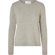 Herre - Kasjmir - L - Strikkegensere Selected Manila LS Knit Cashmere O-Neck Light Grey Melange