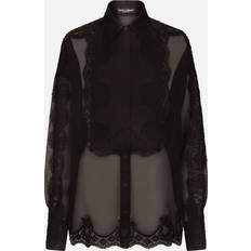 Dolce & Gabbana Polyester Shirts Dolce & Gabbana Silk Blend Organza Lace Shirt Black