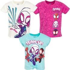 Tops Marvel Marvel Ghost-Spider Spidey and His Amazing Friends Little Girls Pack Knotted Fashion Graphic T-Shirts White/Blue/Pink 6-6X