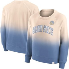 Gold - Women Sweaters Fanatics Women's Branded Tan, Royal Distressed Golden State Warriors Lounge Arch Raglan Pullover Sweatshirt Tan, Royal Tan/Royal