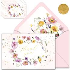 Gooji 4x6 Spring Floral Thank You Cards with Envelopes Baby Shower Thank You Cards Girl Bulk 20-Pack Watercolor, Bridal Shower Thank You Cards with Envelopes, Weddings, Blank Notes, Small Business