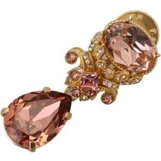 Gull Brosjer Dolce & Gabbana Gold Tone Brass Crystal Jewelry Dangling Pin Brooch
