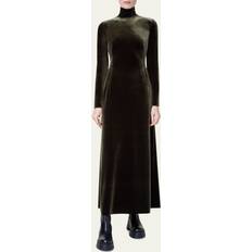 Evening Gowns - Velvet Dresses Akris Fluid Velvet Mock-Neck Gown MOSS