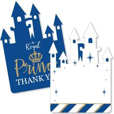 Royal Prince Charming Shaped Thank You Cards Baby Shower or Birthday Party Thank You Note Cards with Envelopes Set of 12