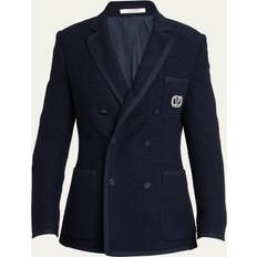 Herren - Wolle Oberbekleidung Valentino Garavani DOUBLE-BREASTED BOUCLÉ WOOL JACKET WITH VLOGO SIGNATURE EMBROIDERY