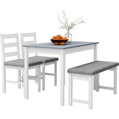 Weiß Tischgruppen Homcom Esstisch 2 Gepolsterten Stühlen, Bank Tischgruppe