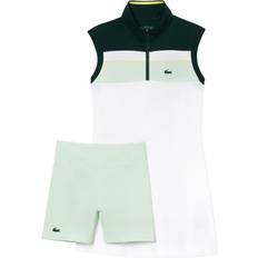 Tennis - Weiß Kleider Lacoste Tenniskleid aus recycelten Fasern mit integrierten Shorts Weiß Grün Weiss
