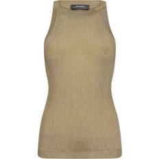 Dame - Gull Singleter Mos Mosh MMImanja Knit Tank Top, Gold Pasform: Fitted Body