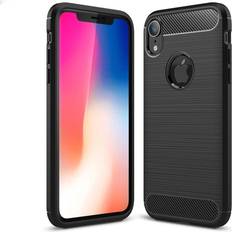 Apple iPhone XR Stoßschutz Schutz handy hülle für apple iphone xr case cover bumper carbon optik schwarz Schwarz