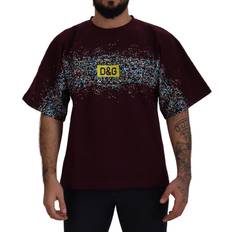 Dolce & Gabbana Red T-shirts Dolce & Gabbana Bordeaux Cotton DG CHANNEL Top Men's T-shirt