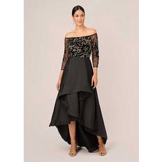 Adrianna Papell Beaded Taffeta-Skirt Gown Black/Gold Black/Gold