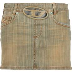 Diesel Cotton Skirts Diesel Logo Denim Mini Skirt Brown