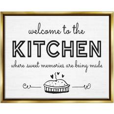 Stupell Industries Welcome to Kitchen Fresh Baked Pie Rustic Phrase Floater Framed Art 21x17"