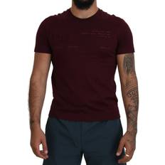 Dolce & Gabbana Red T-shirts Dolce & Gabbana Maroon Printed Short Sleeves Men Men's T-shirt